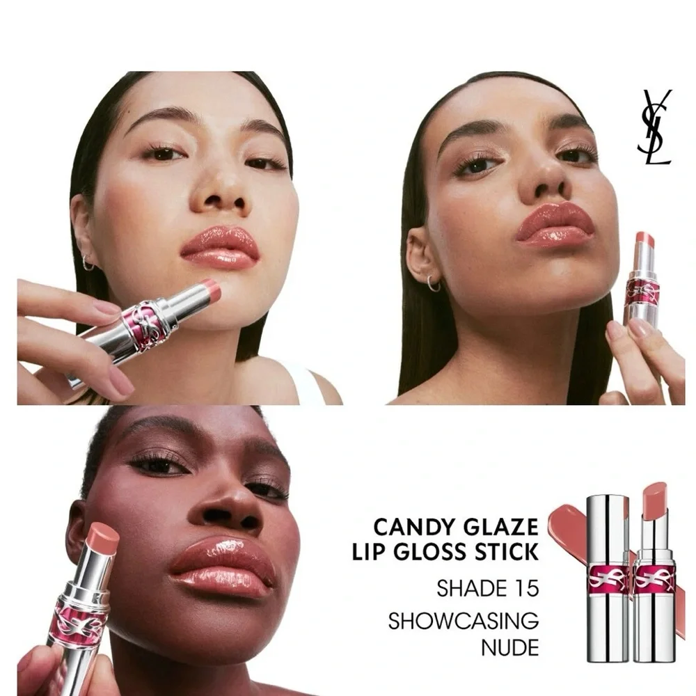 Yves Saint Laurent Candy Glaze Lip Gloss Stick in #15 Showcasing Nude 🆕